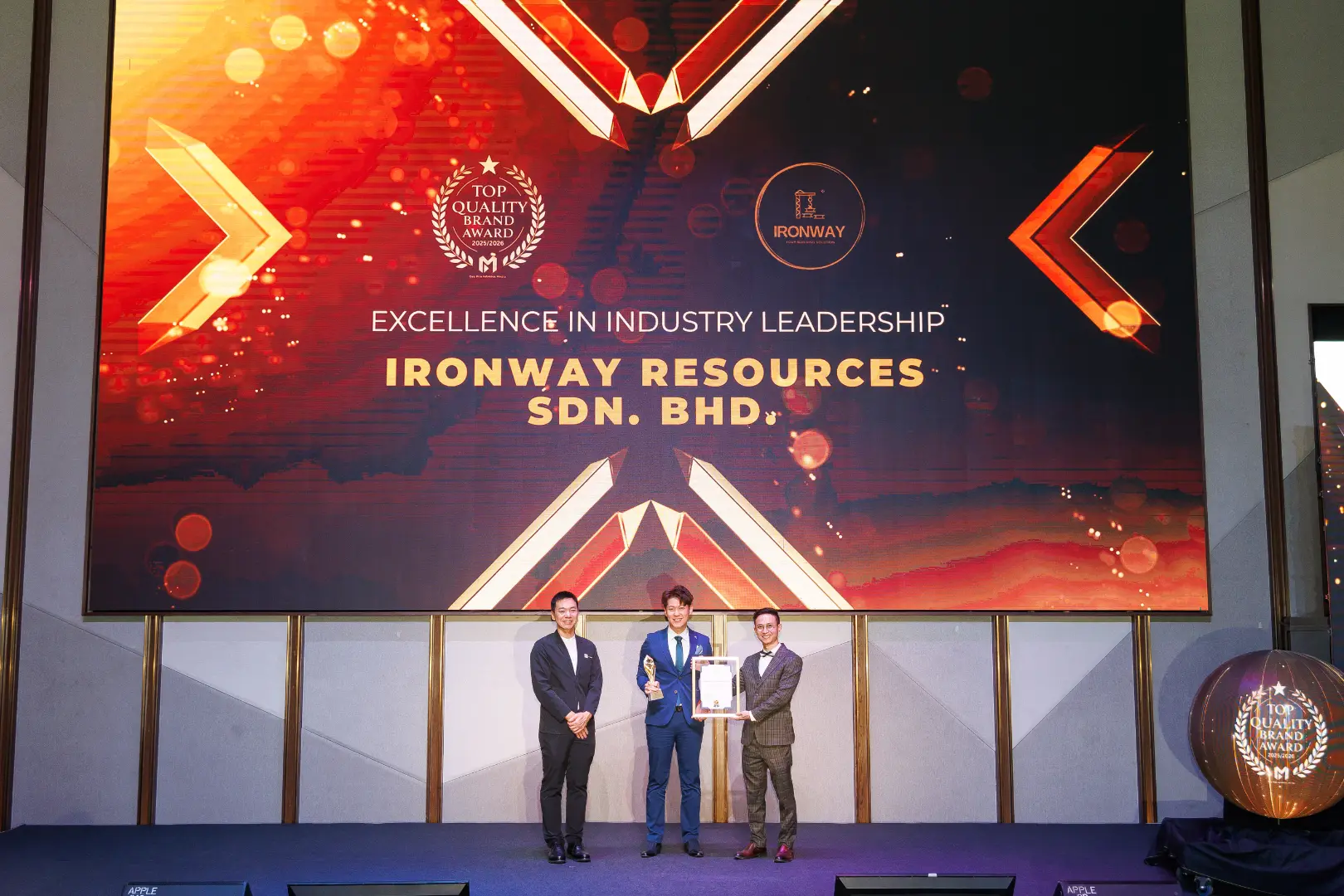 Ironway Resources Sdn. Bhd. - Top Quality Brand Award 2025/2026 - Mr. Evan Tan Weng Hwa (Director) receives award - Winner's Image